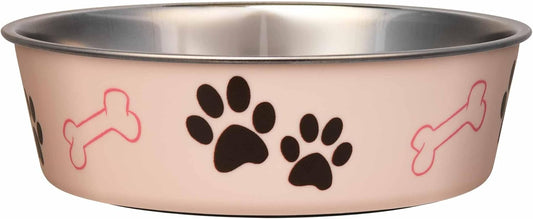Loving Pets Bella Dog Bowls- Stainless Steel Dog & Cat Bowls - Spill Proof Dog Food Bowl, Cat Bowl, Puppy Essentials & Pet Supplies Great for Home & Travel (Medium 20-35 lbs, Paparazzi Pink)