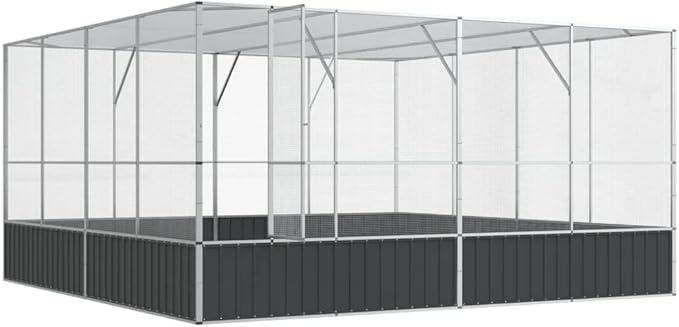Galvanized Steel Large Flight King Bird Cage, Steel Outdoor Aviary, Outdoor Indoor Large Bird Cage Aviary Pet House for Cockatiels African Parakeets, 164.6"x163"x83.5",-304