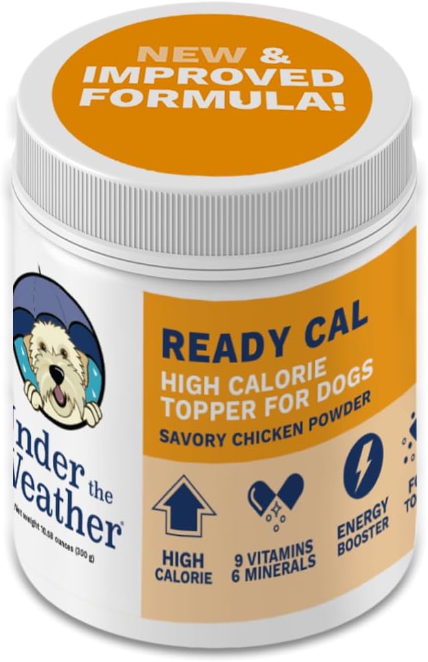 Under the Weather Ready Cal Powder for Dogs, High-Calorie Weight Gainer & Appetite Stimulant, Dog Energy Booster Veterinarian-Approved Pet Supplement with Vitamins & Minerals, Chicken Flavor |10.58 oz