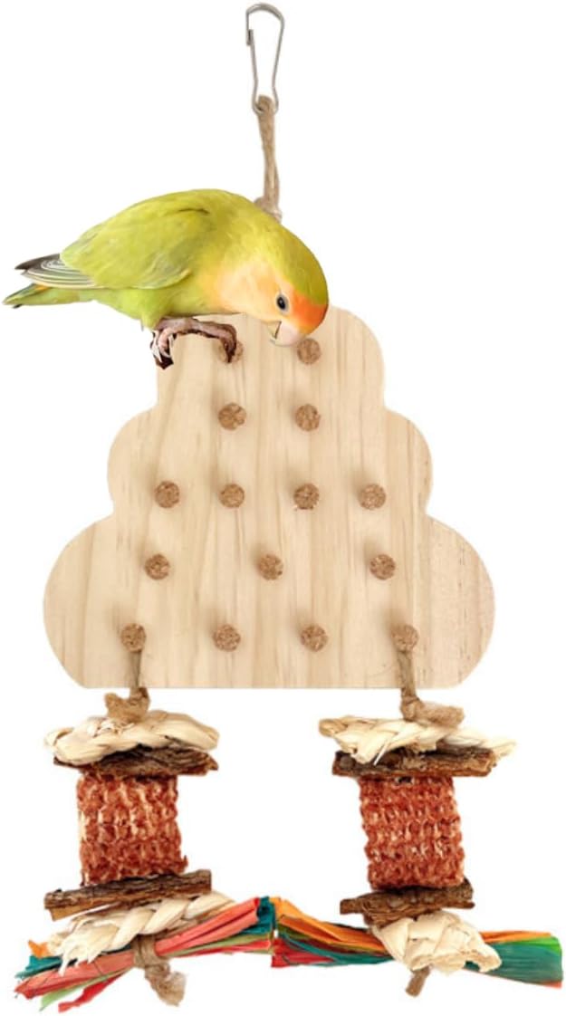 Parrot Chewing Stopper Toy, Wooden Biting Training and Foraging Bird Toys, Cork Treasure Hunt Games for Parakeets Conures Bird Intelligence and Emotions Random Color (B)