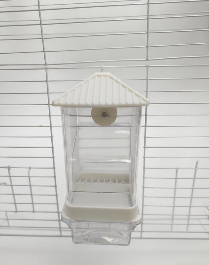 Automatic Bird Feeder for Cage(3ps) No Mess Bird Water Dispenser Clear No Spill Budgie Feeder Cage Accessories for Small Parrots, Cockatiels, Finches, Lovebirds (White Pointed tip 002)