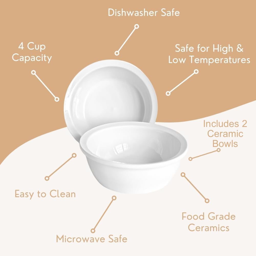 Replacement Ceramic Bowls, Dishwasher Safe Bowl for Cats and Puppy (Pack of 2)