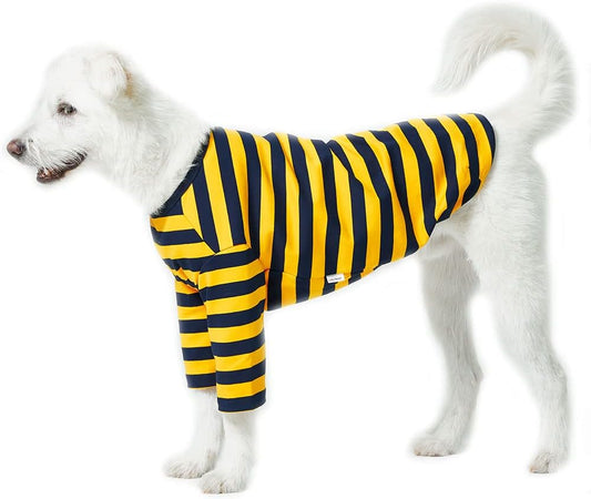 Dog Cotton Shirts for Small and Large Dogs Rugby Striped T-Shirts Soft Breathable Dog Shirt pet Clothes (2X-Large, Yellow/Navy)