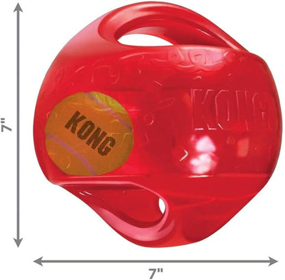 KONG Jumbler Ball - Interactive Toy for Dog & Puppy Playtime - Fetch Toy with Tennis Ball - Dog Supplies for Engaging Play - for Large/XL Dogs - Randomly Provided Color