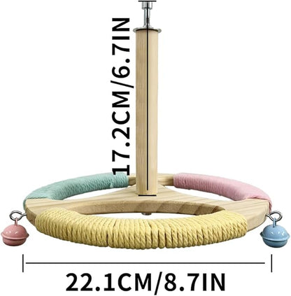 Bird Stand Perch Toy,Wooden Spinning Turntable Parrot Toy，Exercise Spinning Parakeet Toys for Birds Cage Accessories