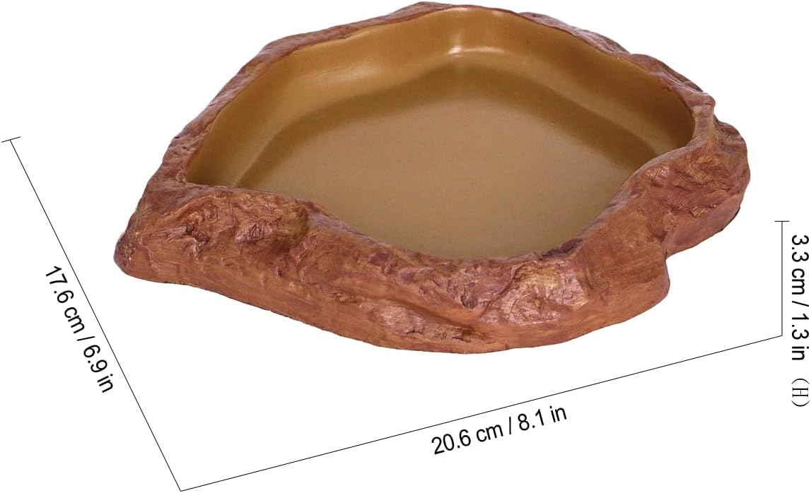 Rock Water/Food Dish for Reptiles – Amphibians and Other Little Critters Water/Food Bowl, Made from Premium Non-Toxic Resin – Large Size