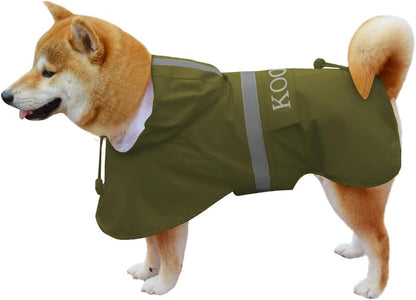 Green Waterproof Raincoat, 2XL for Small Dogs, Adjustable, Windproof, Reflective Strips