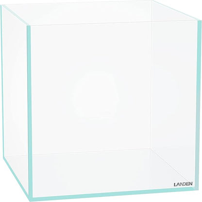 LANDEN 25C 3.7 Gallon Cube Rimless Low Iron Aquarium Tank, W9.84×D9.84×H9.84 in(25x25x25cm) 5mm Thickness with Nano Foam Leveling Mat Included