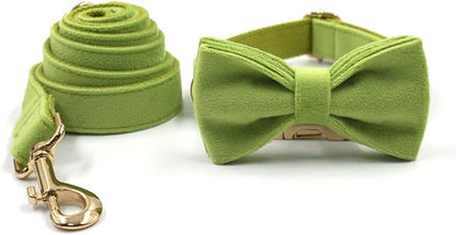 PETDURO Custom Dog Collar Personalized with Name Engraved Quick Release Rose Gold Metal Buckle for Large Medium Small Girl Dogs - Dog Leash and Bow Tie Available - Soft Comfy Velvet (Green, XL)