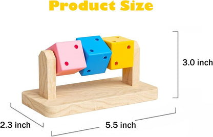 KABASI Wooden Hamster Enrichment Toys, Hamster Chew Toy Wood Platform Grinding Teeth Toys Exercise Intelligence Training Colorful Wooden Block for Syrian & Dwarf Hamsters, Gerbils, Rats, Chinchillas