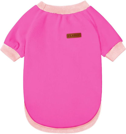 GreenJoy Classic Fleece Dog Sweater – Soft & Warm Stretchy Sweatshirt for Small Dogs & Cats, Cold-Weather Pullover for Everyday Wear (Dark Pink, Small)