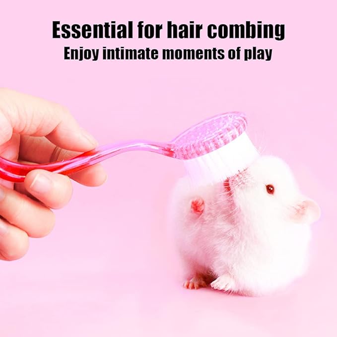 2Pcs Hamster Brush and Comb, fit Guinea Pig, Ferrets, Rats, Chinchilla, Bunny - Pink