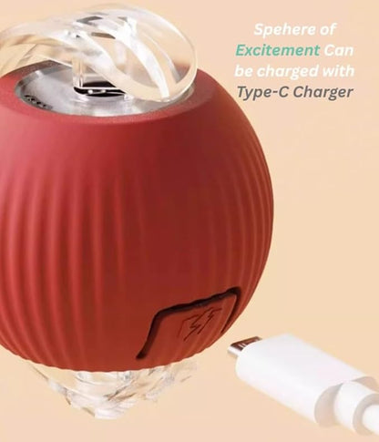 Indoor Cat Interactive Toy 360-degree Automatic Rolling Toy with Floor Flashing and Random Rolling for Cats and Dogs. Continuous Excitement, Fun and Stimulation for Your Cats and Dogs-(Red)