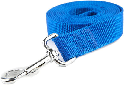 Nylon Dog Training Leash, Traction Rope, 4Ft /5 Foot /6 Feet Long, 5/8 inch 3/4 Inch 1 Inch Wide, for Small and Medium Dogs (Blue, 1'' x 15 FT)