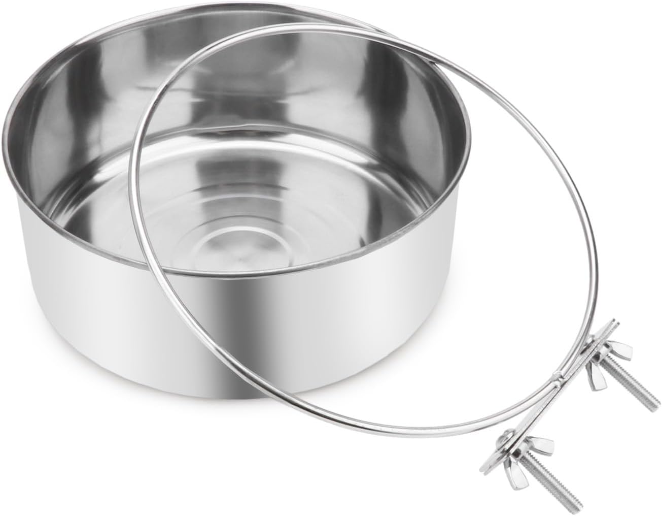 Wontee Pet Food Water Bowl with Clamp Holder Stainless Steel Feeding Cups Feeder for Dog Bird Parrot Cat Rabbit, 2 Packs (XL)