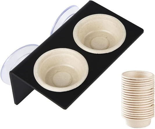 Paper Feeding Cups Samll 0.5 oz Gecko Food and Water Feeding Dish Ledge Accessories Bowls for Crested Gecko Lizards Reptiles Pets (Ledge+20cups)