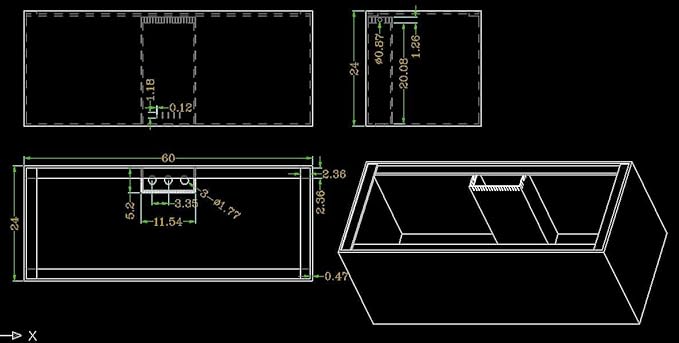 150G3H 150 Gallon SC Aquariums 60 x 24 x 24 H 12mm (Eurobraced) with Built-in Center Overflow
