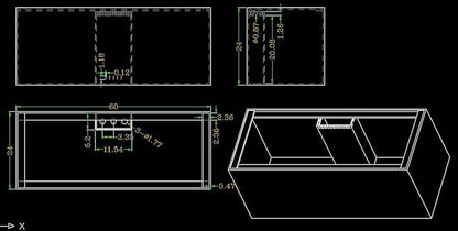 150G3H 150 Gallon SC Aquariums 60 x 24 x 24 H 12mm (Eurobraced) with Built-in Center Overflow