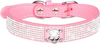 Serijoars Small Dog Collar with Rhinestone Crystal Diamond Colorful Bling Girl Puppy Cat Collars (S, Pink5)
