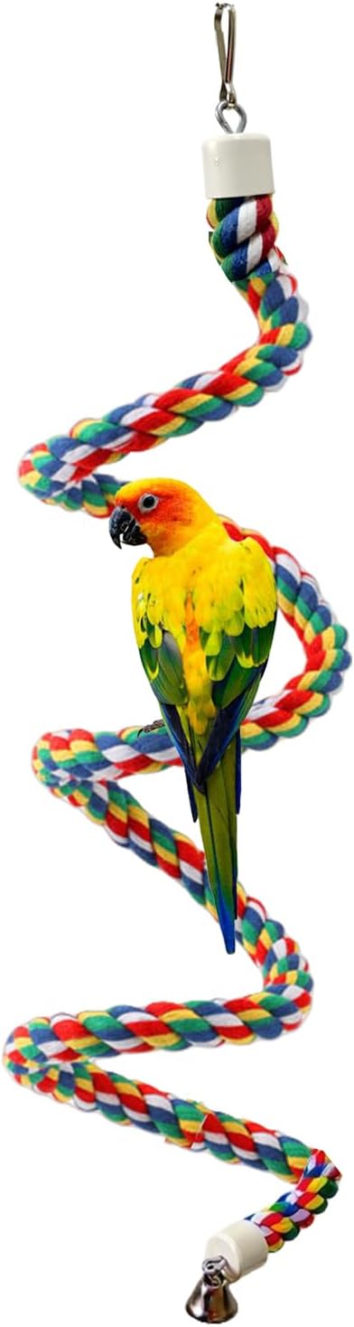79'' Bird Perch,Bird Rope Perch & Birds Swing Set,Bird perches for cage,Rope Perch for Conures,Parrots,Cockatiel,Lovebird,Budgerigar,Parakeet perches for cage