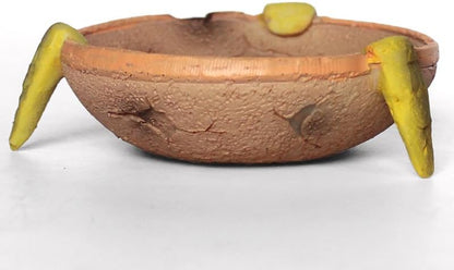 Food/Water Dish for Reptiles, Amphibians and Other Little Critters Water/Food Bowl, Made from Premium Resin (Orange-Brown Bowl)