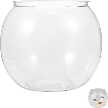 POPETPOP Small Fish Tank Goldfish Bowl - Transparent Plastic Round Bowl - Aquarium Terrarium Hydroponic Planter Fish Bowl for Centerpieces Goldfish Tank Desk Bookcase Decorations