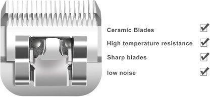 Size 7FC/5FC/4FC/3FC Detachable Pet Dog Grooming Clipper Ceramic Blades Set,Compatible with Andis,Oster A5,Wahl KM10 Series Clippers,Cut Length 1/8"(3.2mm) to 1/2"(13mm),4 Pack