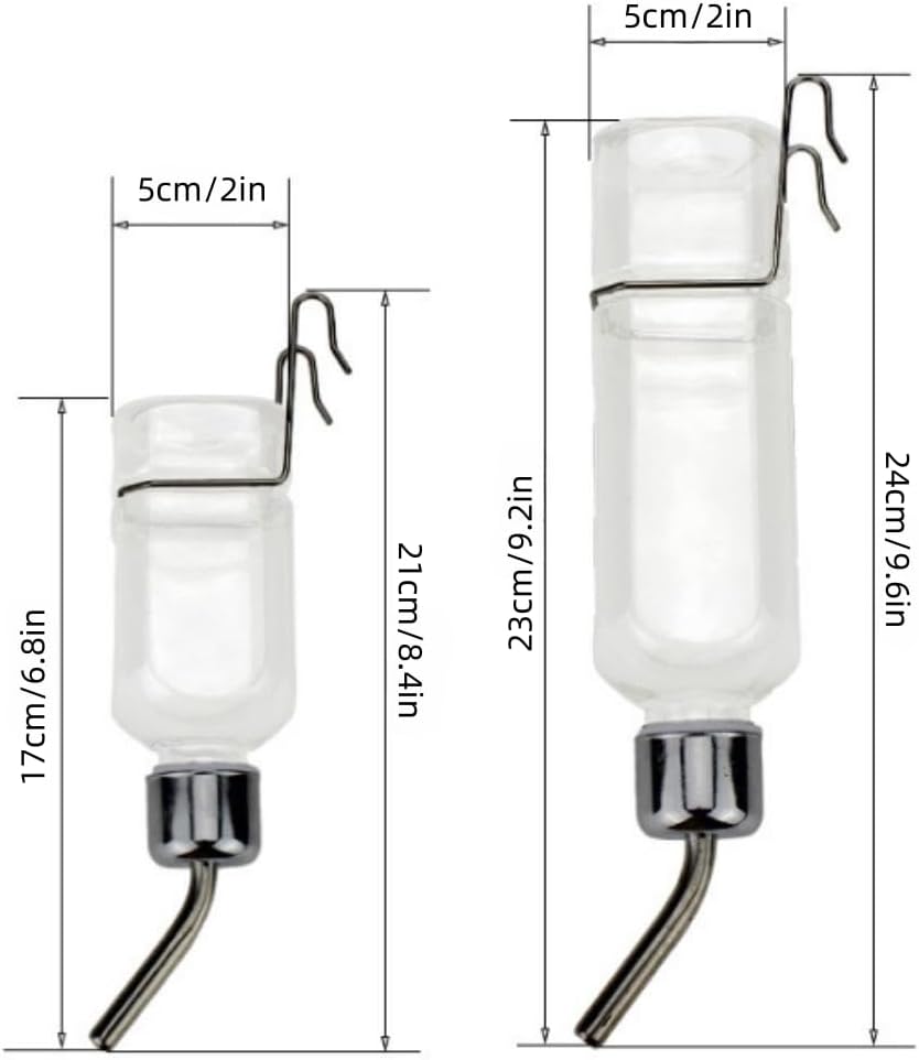 2 Pcs Pet Cage Water Bottle No Drip Small Animal Water Bottle, Hanging Waterer for Rabbit, Guinea Pig, Hedgehog, Squirrel, Rat, Chinchilla, Hamster Dispenser Bottle