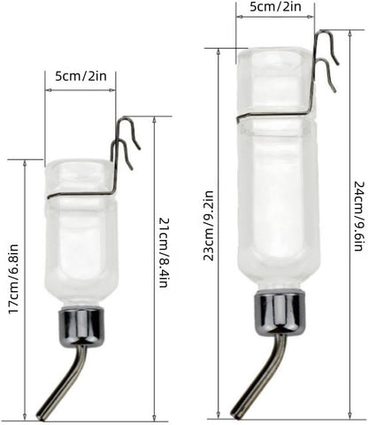 2 Pcs Pet Cage Water Bottle No Drip Small Animal Water Bottle, Hanging Waterer for Rabbit, Guinea Pig, Hedgehog, Squirrel, Rat, Chinchilla, Hamster Dispenser Bottle