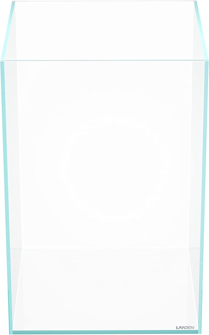 LANDEN Tall Tank, Rimless Low Iron Tank 10GAL 11.8" L × 11.8" W × 17.7" H (30X30X45) cm Small Aquascape Fish Tank, Vertical Aquascape Tank, Black Leveling Mat Included