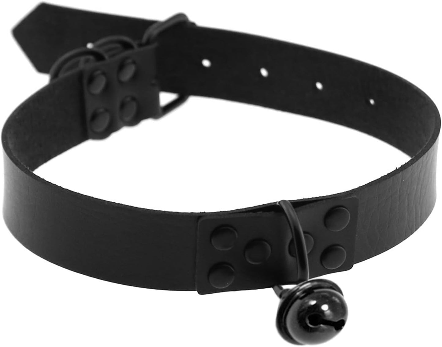 Leather Collar and Leash with Bell for Pet, Gothic Choker Necklace Accessories for Halloween Cosplay