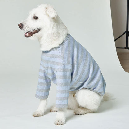 Dog Cotton Shirts for Small and Large Dogs Rugby Striped T-Shirts Soft Breathable Dog Shirt pet Clothes (2X-Large, Blue/Gray)