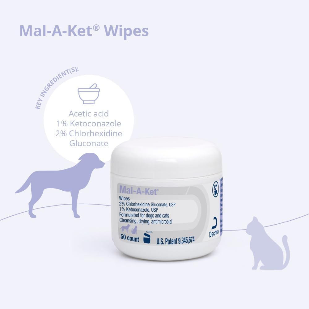 Mal-A-Ket Wipes for Dogs and Cats, 2.25" Round, 50 Count jar