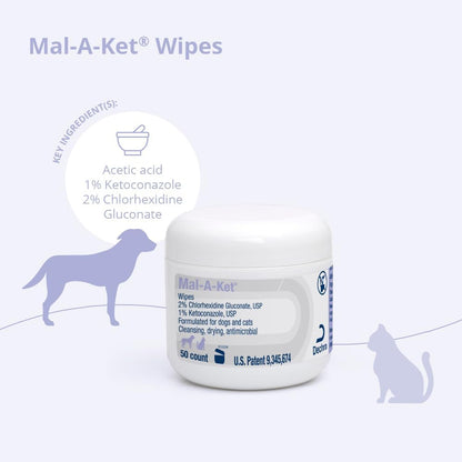 Mal-A-Ket Wipes for Dogs and Cats, 2.25" Round, 50 Count jar