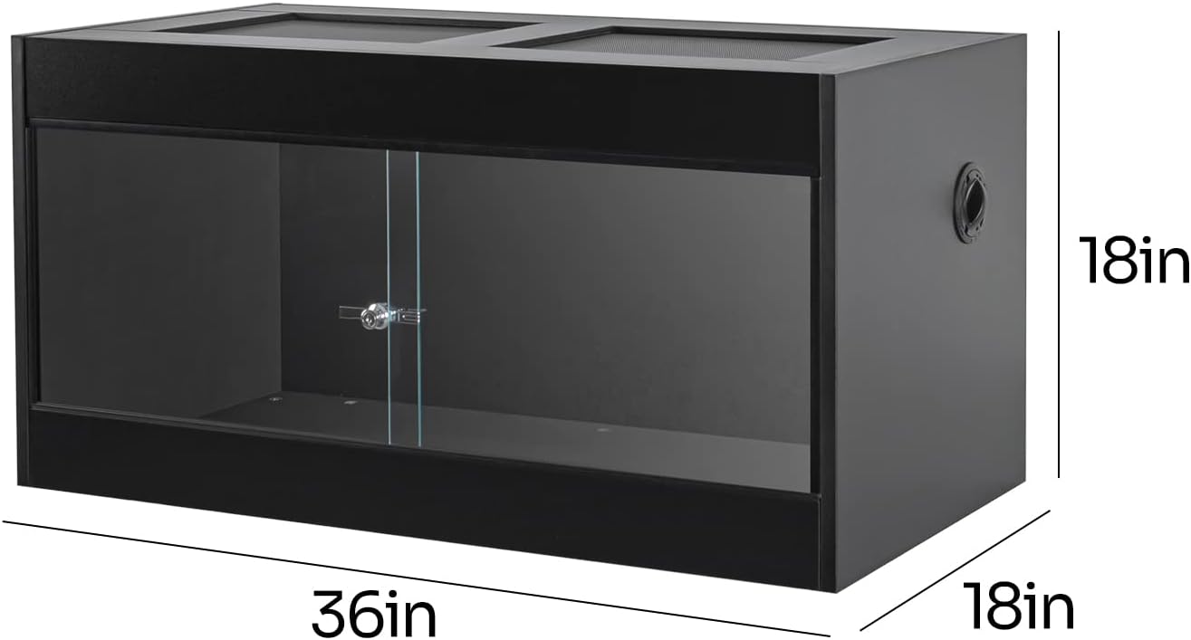 50 Gallon Reptile Enclosure, 36" x 18" x 18" Wooden Reptile Terrarium with Double Hinge Sliding Doors & Top Screen Ventilation, Better Heat Preservation, Suitable for Bearded Dragon Gecko Ball Python
