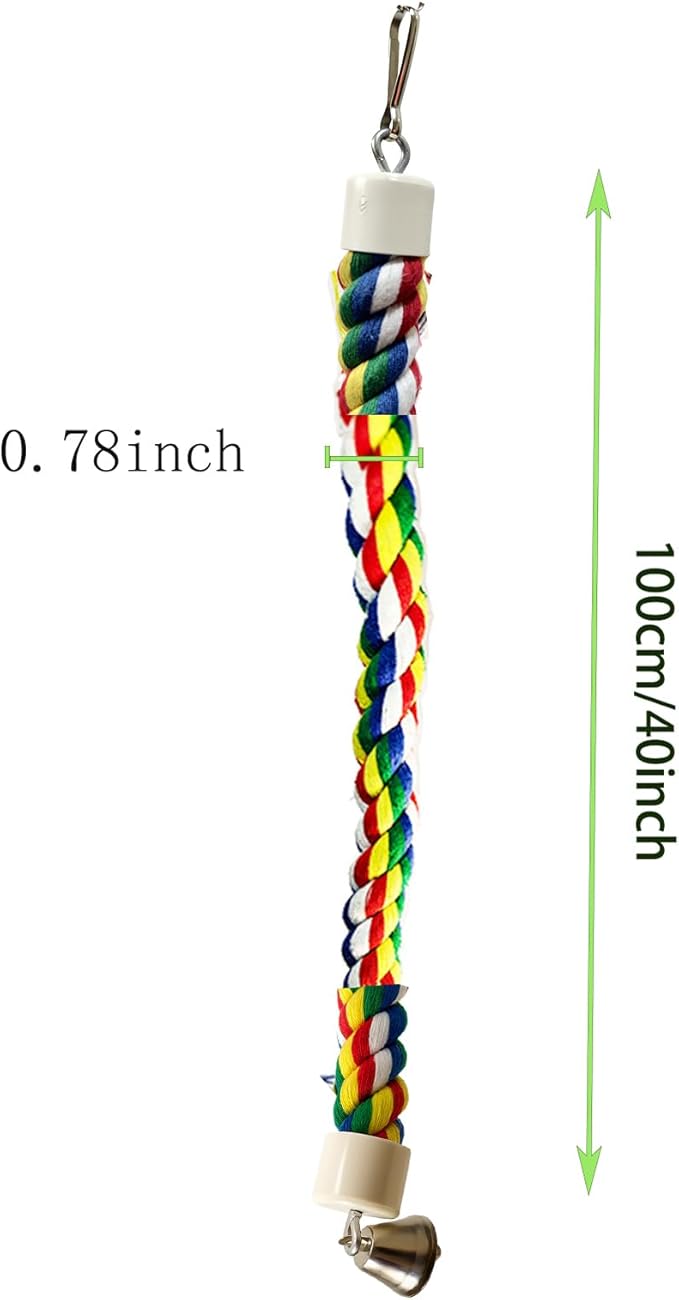 Bird Rope Perch & Birds Swing Set - Bird cage Accessories, Rope perches for Conures, Parrots,Cockatiel,Lovebird,Budgerigar,Parakeet perches for cage,Birds perches