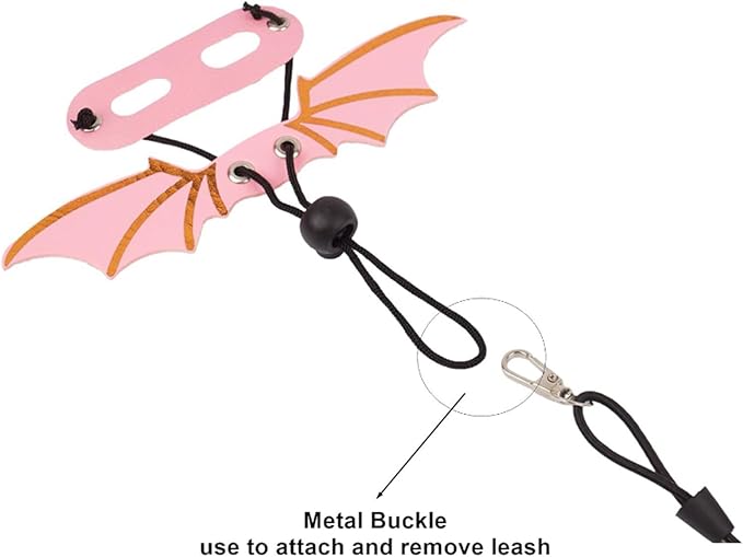 Adjustable Lizard Harness and Leash Set with Wings 3 Pack S M L Soft Leather Reptile Costume Accessories for Bearded Dragon Chameleon Guinea Pig Small Animals Pink