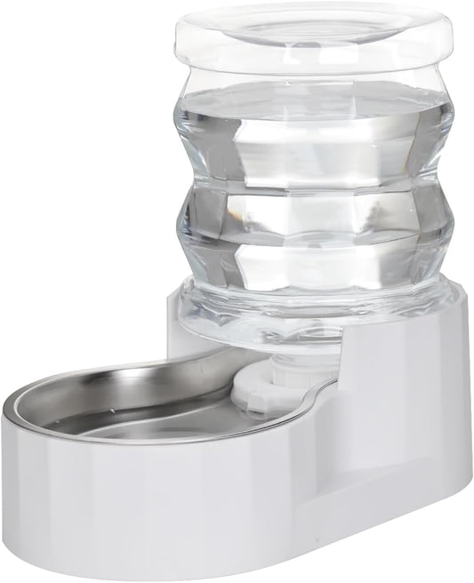 RIZZARI Pet Water Bowl Dispenser: 4L Automatic Stainless Steel Gravity Feeder - Large Capacity for 8-20 LB Cats and Dogs with Joint Spine Pain - for Kitchen Bedroom