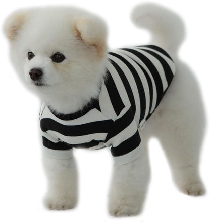 Dog Cotton Shirts for Small and Large Dogs Striped T-Shirts Soft Breathable Dog Shirt pet Clothes (Large, White/Black)