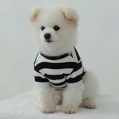 Dog Cotton Shirts for Small and Large Dogs Rugby Striped T-Shirts Soft Breathable Dog Shirt pet Clothes (X-Small, White/Black)