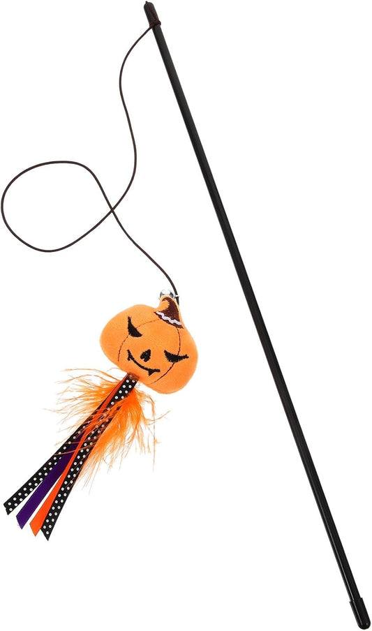 BESTOYARD Halloween Cat Wand Toys, Interactive Cat Teasing Stick Multifunctional Wand Toy Kitten Stick Funny Pet Launcher