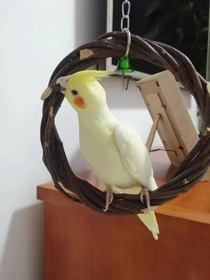 kathson 8PCS Wood Bird Perch Natural Parakeet Perches Bird Swing Chew Toys Natural Paw Grinding Stick Cage Accessories for Parrot Cockatiels Budgie Conure Finches Lovebirds