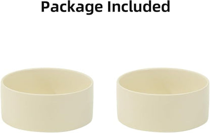Ceramic 6.1inch Dog Bowls for Small and Medium Breed Dog Dish Pet Food and Water Bowl (Set of 2 Bowls - Beige, 28oz)