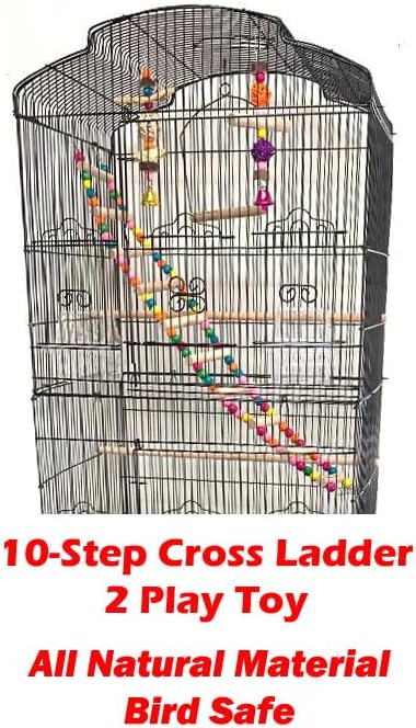 Large 36-Inch Portable Bird Flight Cage for Canary Parakeet Cockatiel Lovebird Finch Small Parrot Budgies Travel Bird Cage (Black with Toy)