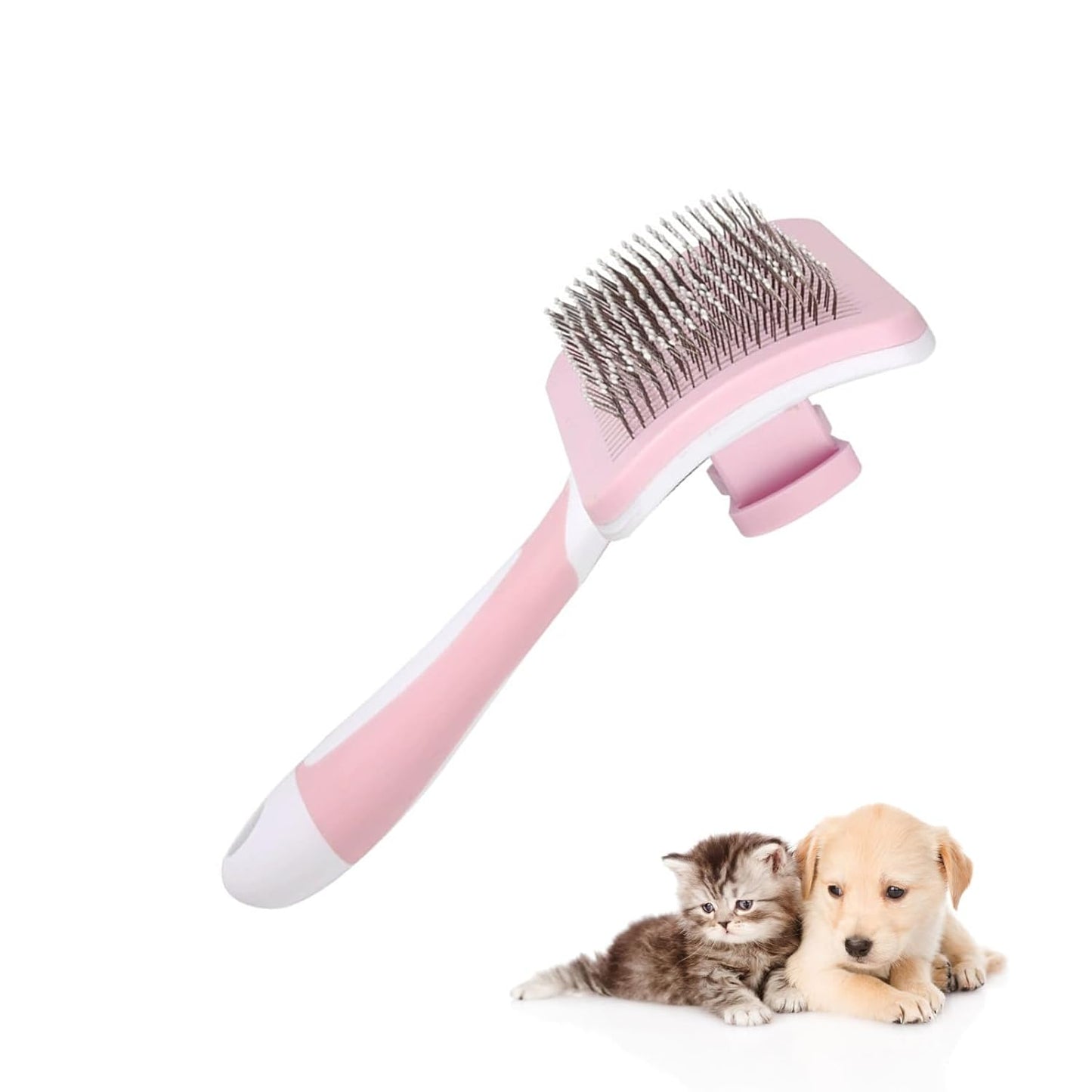 Self Cleaning Shedding Brush - Skin Friendly Grooming Tool for Dogs, Cat Grooming Brush, Skin Friendly Deshedding Grooming Tool for Dogs & Cats, Suitable for Shedding & Haired Pets (Pink)