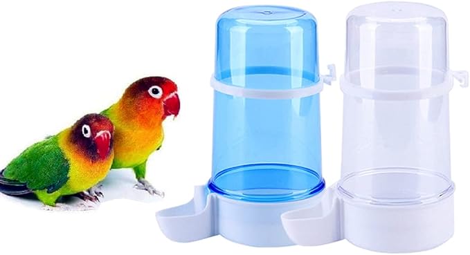 Pet Bird Water Feeder, 13.5 Oz Parrot Water Dispenser, Bird Cage Suspended Automatic Water Dispenser for Parakeet Budgie Lovebirds Cockatiel (2PCS)
