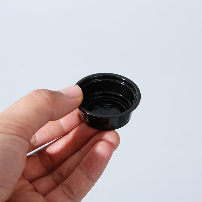 Plastic Gecko Feeding Cups, 0.5 oz Small Terrarium Bowls Reptiles Food Water Feeder Ledge Cups for Lizars,Bearded Dragon,Snake,Frogs, 100Pack Black