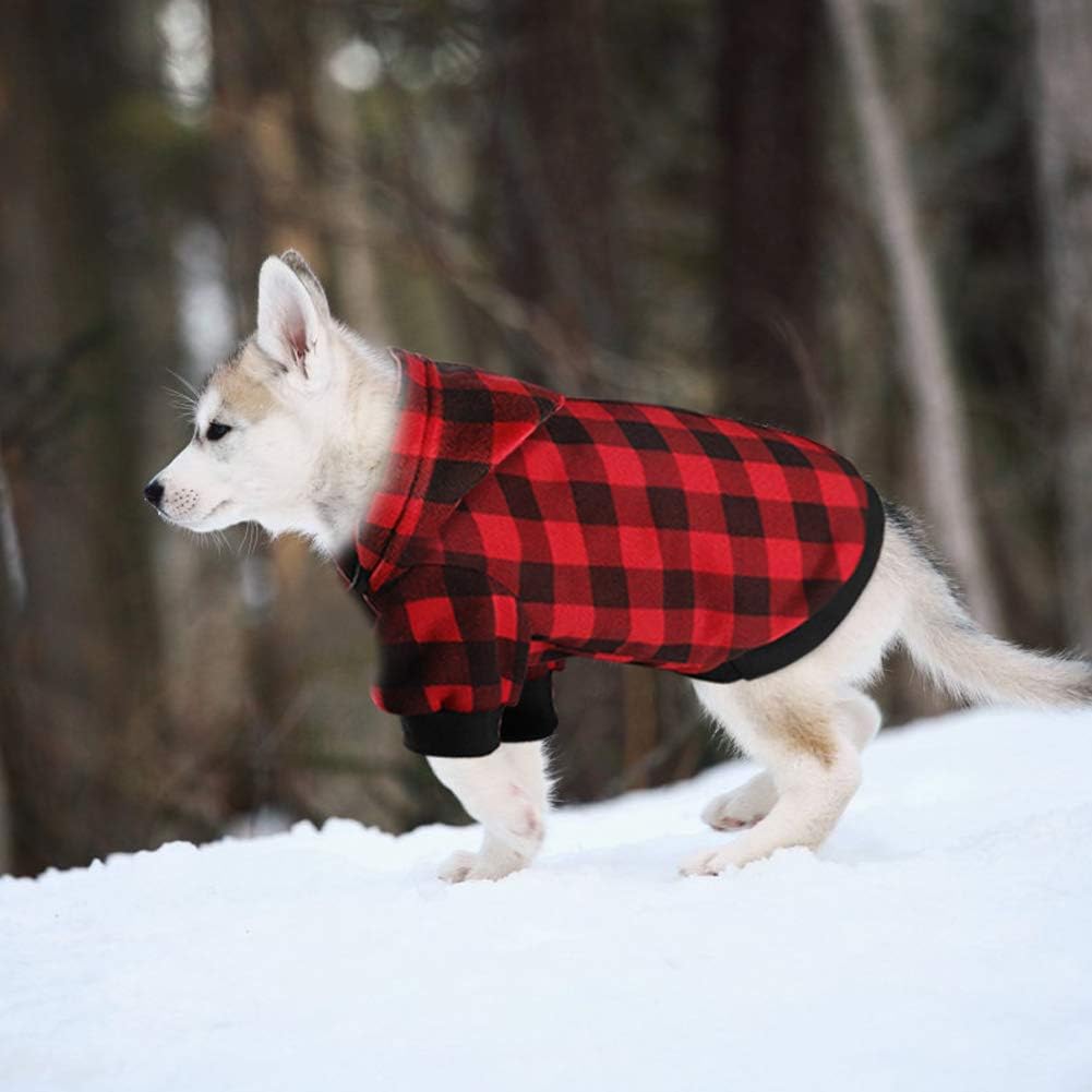 Plaid Dog Hoodie Sweatshirt Sweater for Extra Large Dogs Cat Puppy Clothes Coat Warm and Soft(XXL)