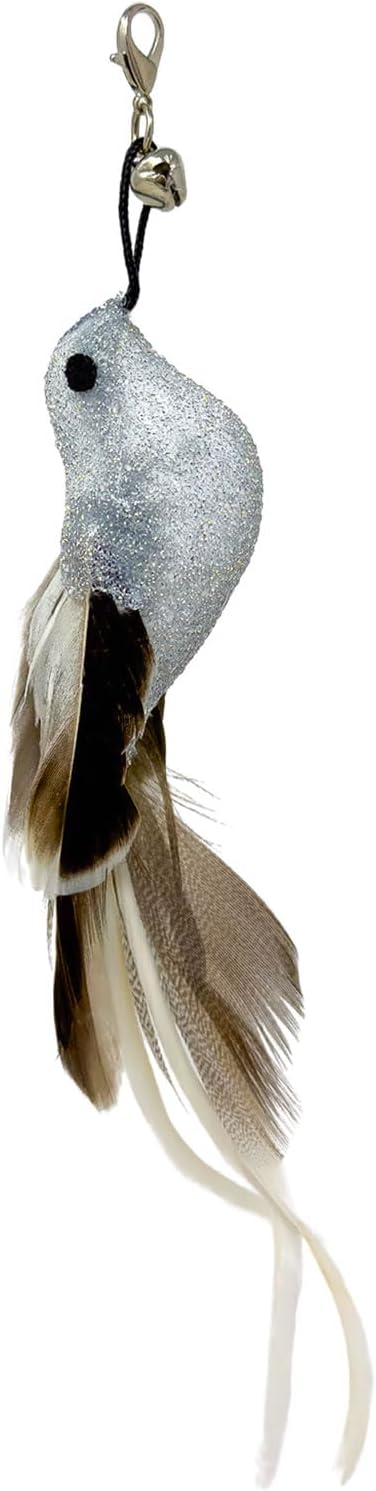 Whiskertons Interactive Bird Simulation Cat Toy Set, Interactive Cat Toys for Indoor Cats, Cat Feather Toy, Self-Holding Suction Base, 5 Replacement Birds, Feathers & Bells (5 Replacement Birds)