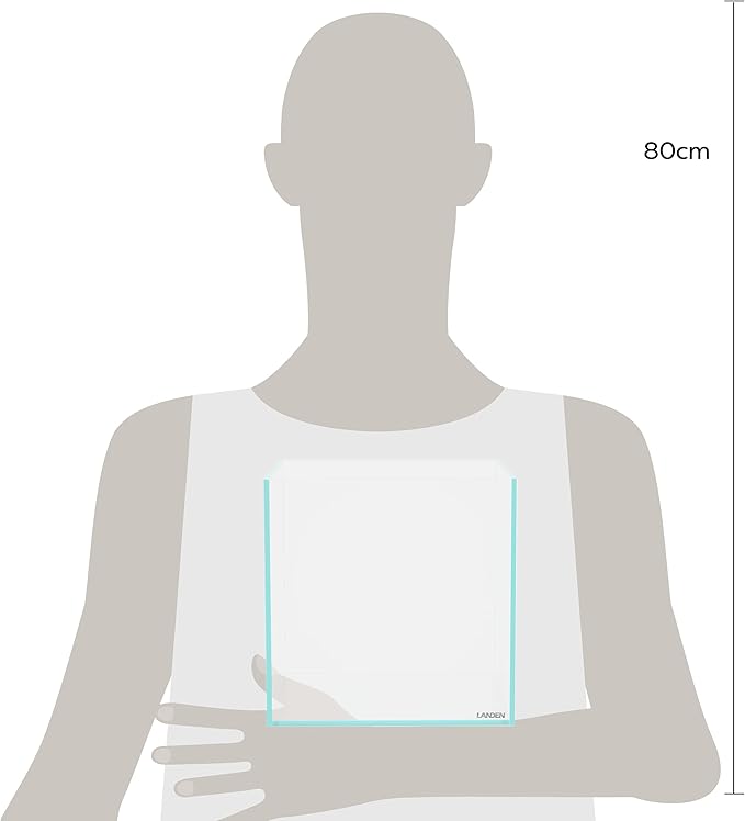 LANDEN 25C 3.7 Gallon Cube Rimless Low Iron Aquarium Tank, W9.84×D9.84×H9.84 in(25x25x25cm) 5mm Thickness with Nano Foam Leveling Mat Included